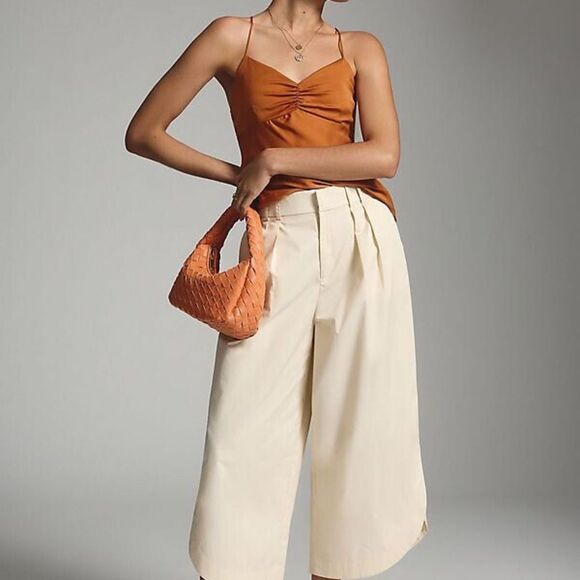 Anthropologie Mare Mare Curved-Hem Chino Pants  light sand color SIZE XL P XLP - Picture 1 of 8